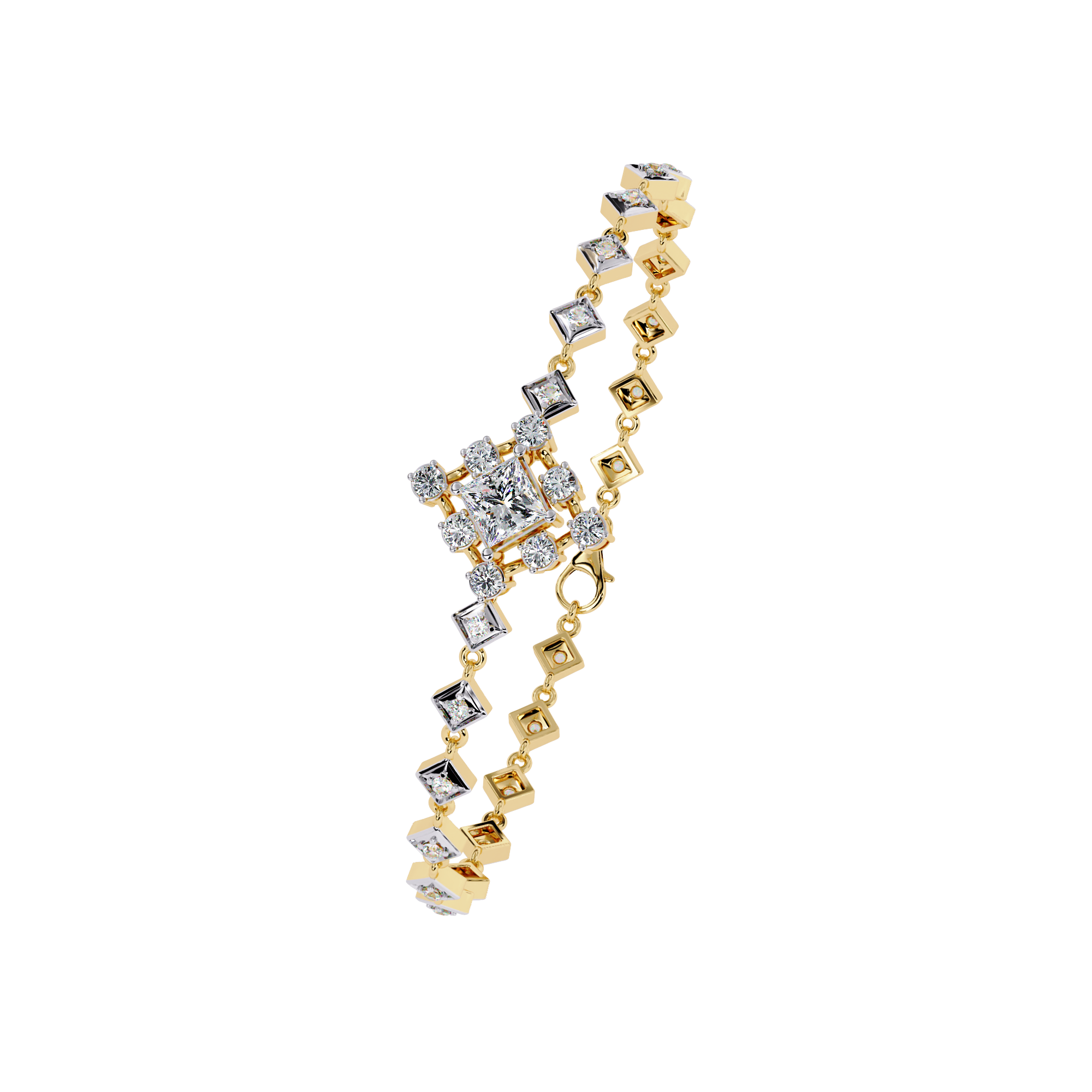 Solitairekart 1.7ct Square Halo Diamond Bracelet-H Color, VS1 Clarity